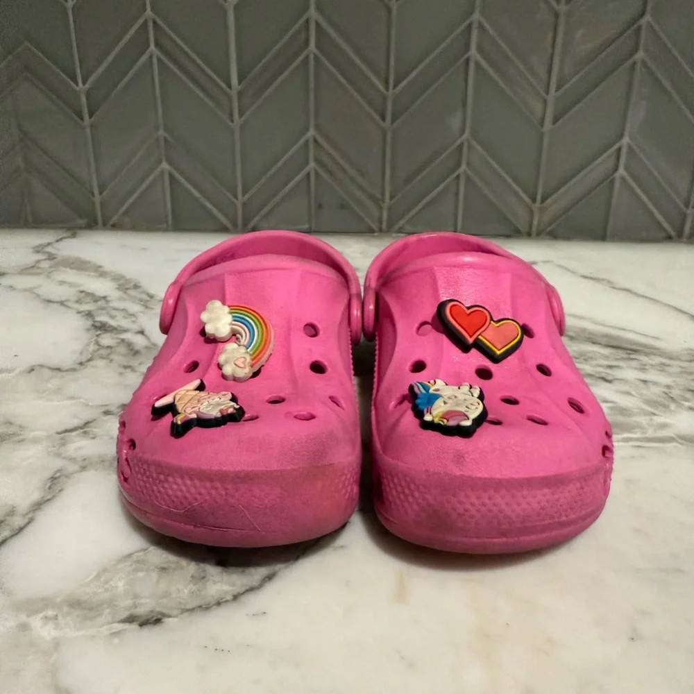 $20 ADD ON Crocs 9 Hot Pink Charms 9c Natives Water Shoes‎